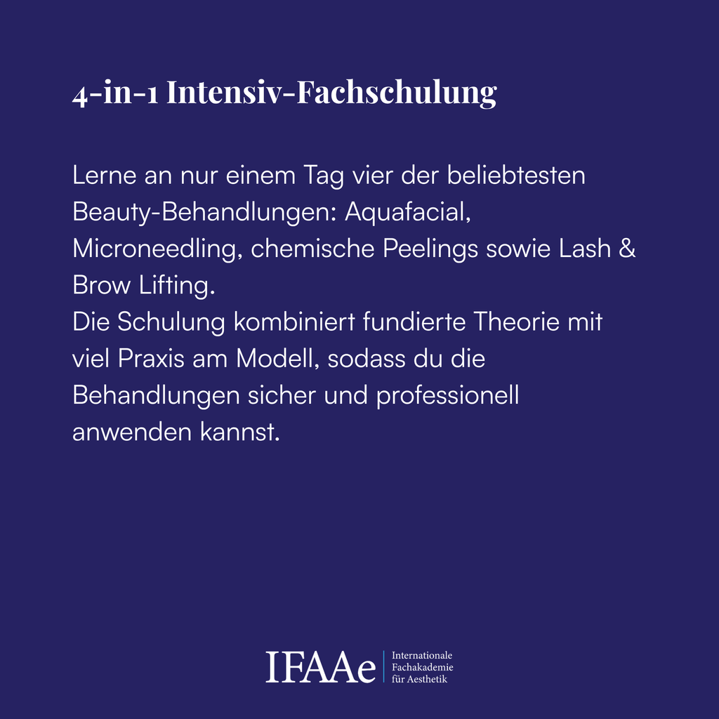 an einem Tag aquafacial, microneedling, chemische Peelings, korean lash- und browlifting