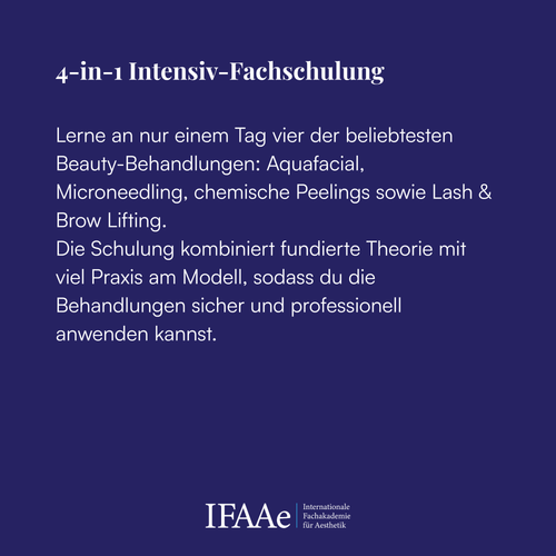 an einem Tag aquafacial, microneedling, chemische Peelings, korean lash- und browlifting